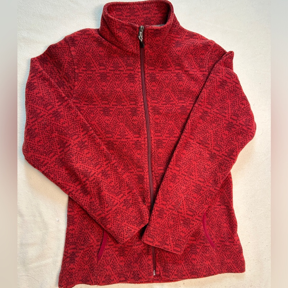 Woolrich Women's Full Zip Fleece Red Geometric Jacket Size XS
